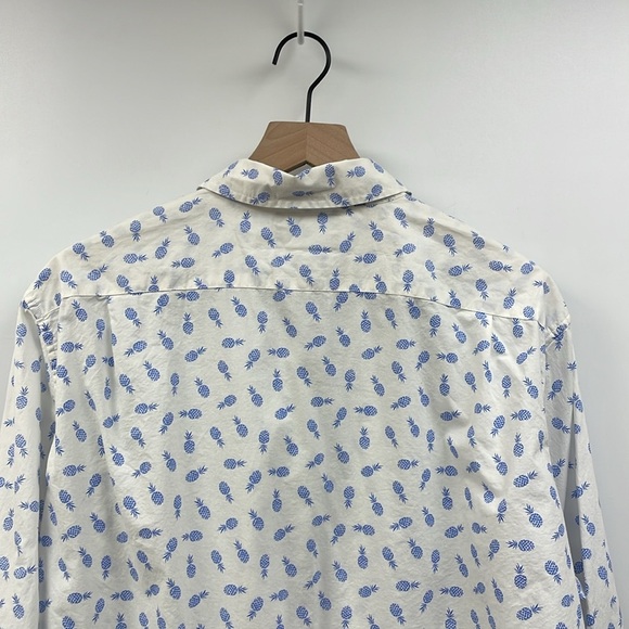 Men's Bonobos Pineapple Graphic Long Sleeve Button Down Slim Fit Shirt White XL - Picture 5 of 8